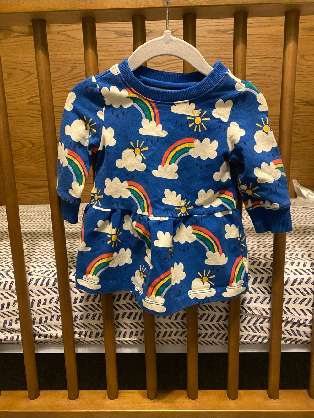 Hanna Andersson Royal Blue Dress with Rainbows/Clouds/Sunshine